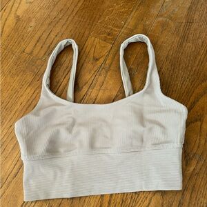 Beach Riot Ribbed Light Beige Sports Bra